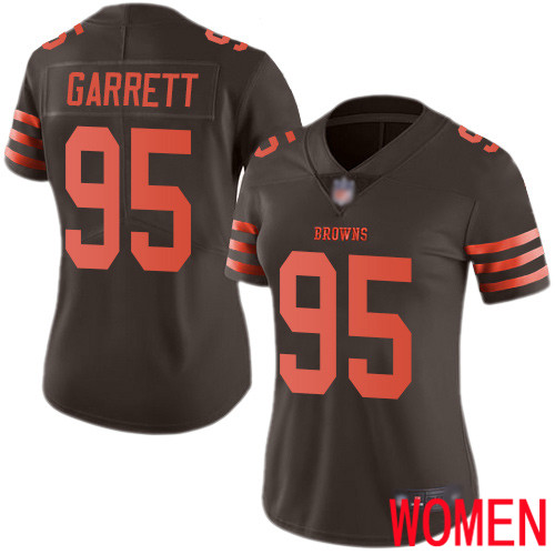 Cleveland Browns Myles Garrett Women Brown Limited Jersey #95 NFL Football Rush Vapor Untouchable->women nfl jersey->Women Jersey